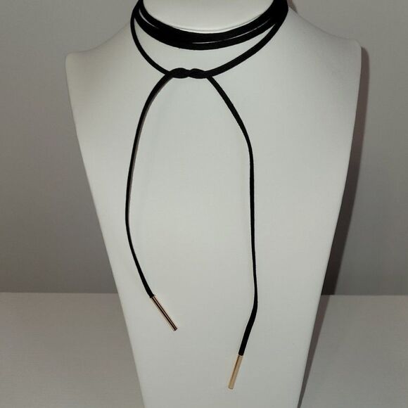 Leather Wrap Choker with Metal Tips Detail - Picture 2 of 3
